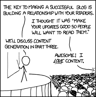 It appears that the Author, in an attempt to increase traffic to his blog and web comic, was fooled into attending a conference on Social Media and was disappointed in its offerings. These conferences are organized and run by self-proclaimed “Social Media Experts”, which generally translates to “I either have an english degree or none at all, have no technical skills, cannot create anything of value - but I still need a job.”  
These “experts” generally talk people (like the Author) into listening to them with big promises of traffic and money. They then spout-out useless mantras that don’t actually mean anything and couldn’t possible help anyone achieve their selfish goals of attaining internet celebrity. Instead, they merely attempt to create more of themselves - useless people making useless websites that steal or link to content created by others that add nothing but useless page views.